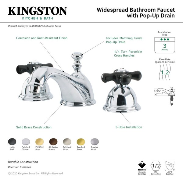 KS3961PKX Duchess Widespread Bathroom Faucet W/ Brass Pop-Up, Chrome